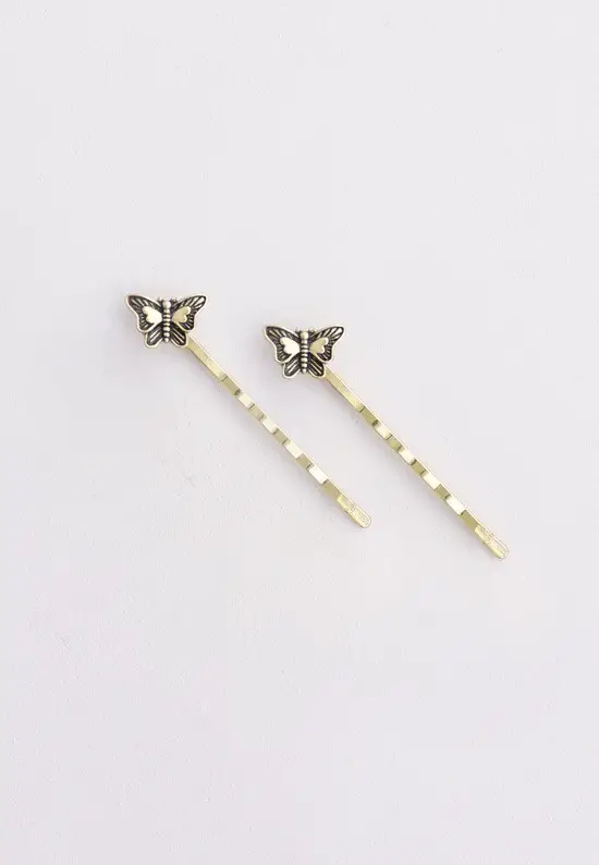 gold butterfly bobby pins