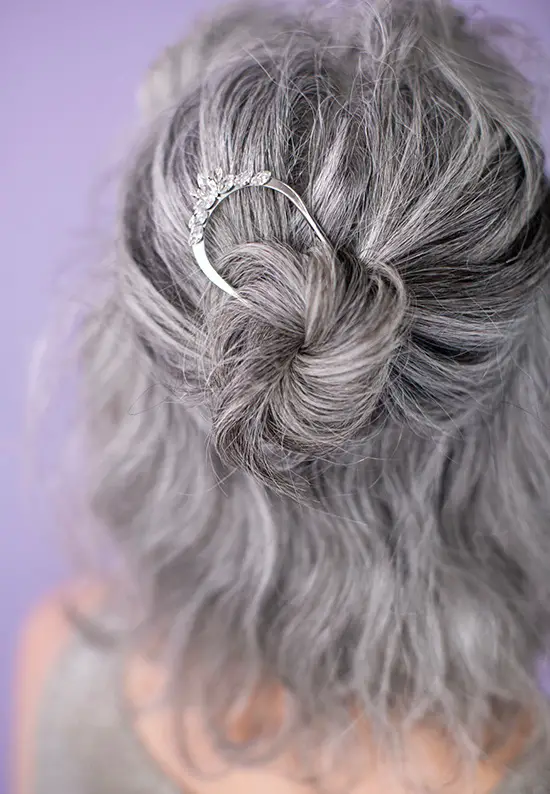 silver jewel hair pin gray hair