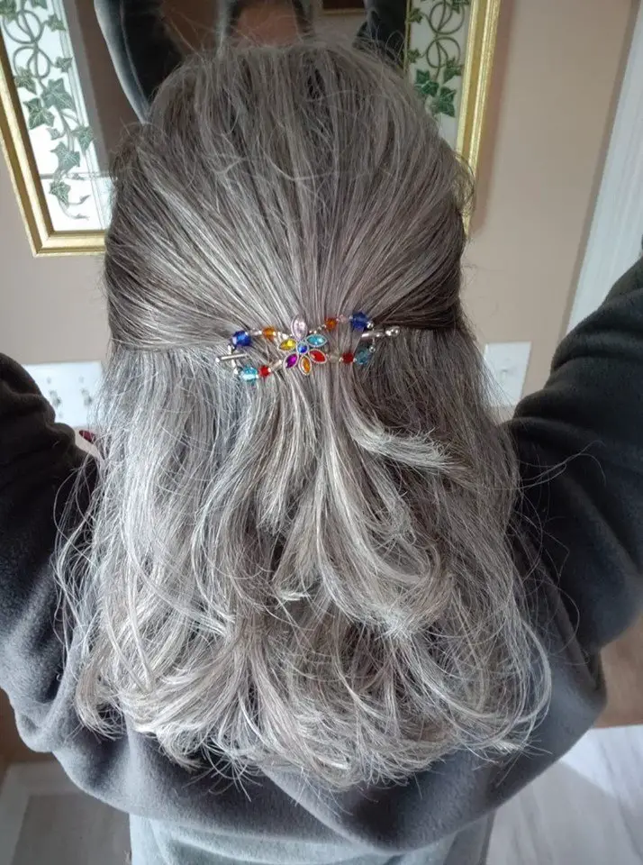 gray hair clip half up