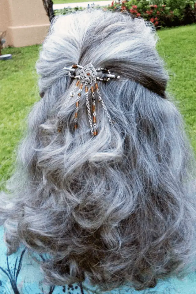dangle hair clip gray hair