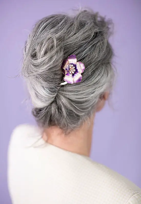 gray hair French twist u pin