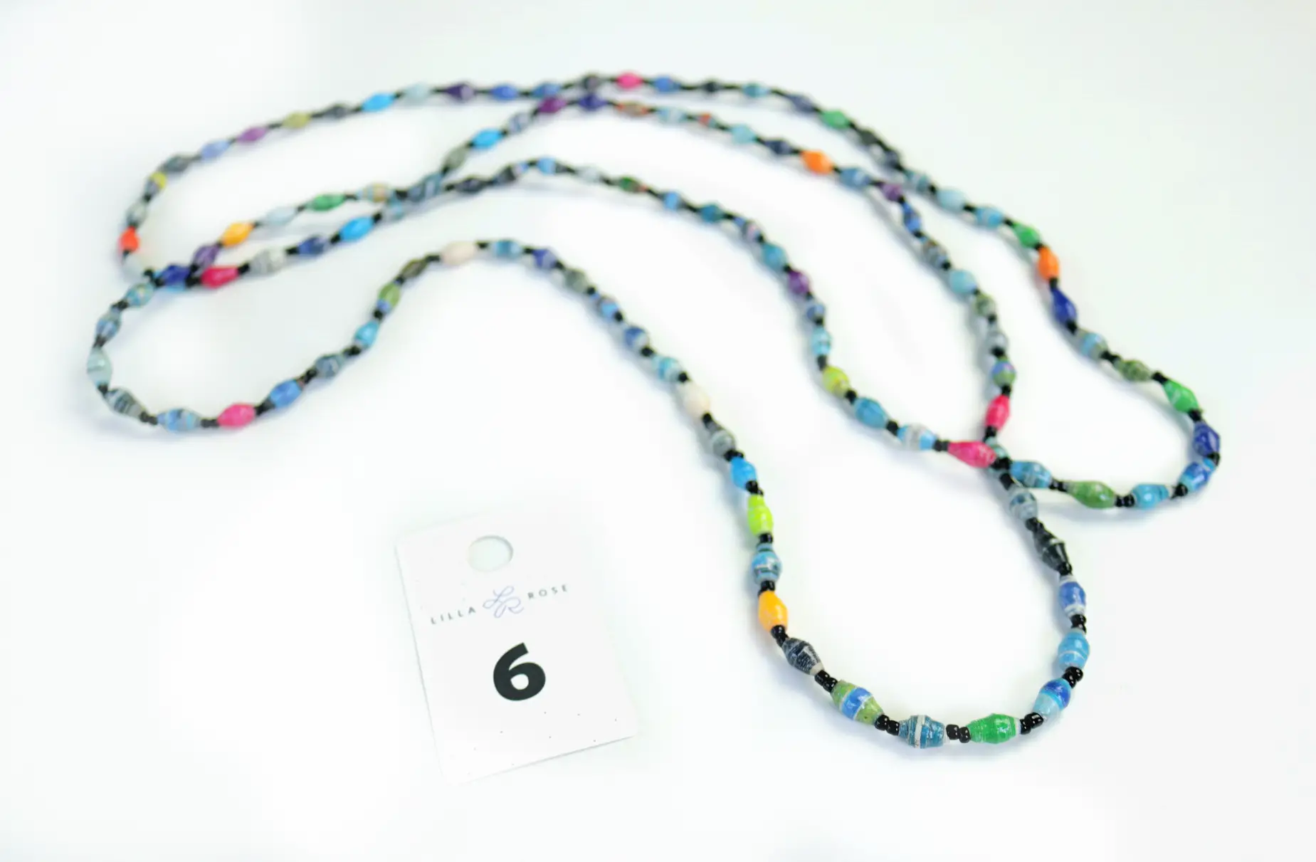 paper bead necklace colored Uganda handmade