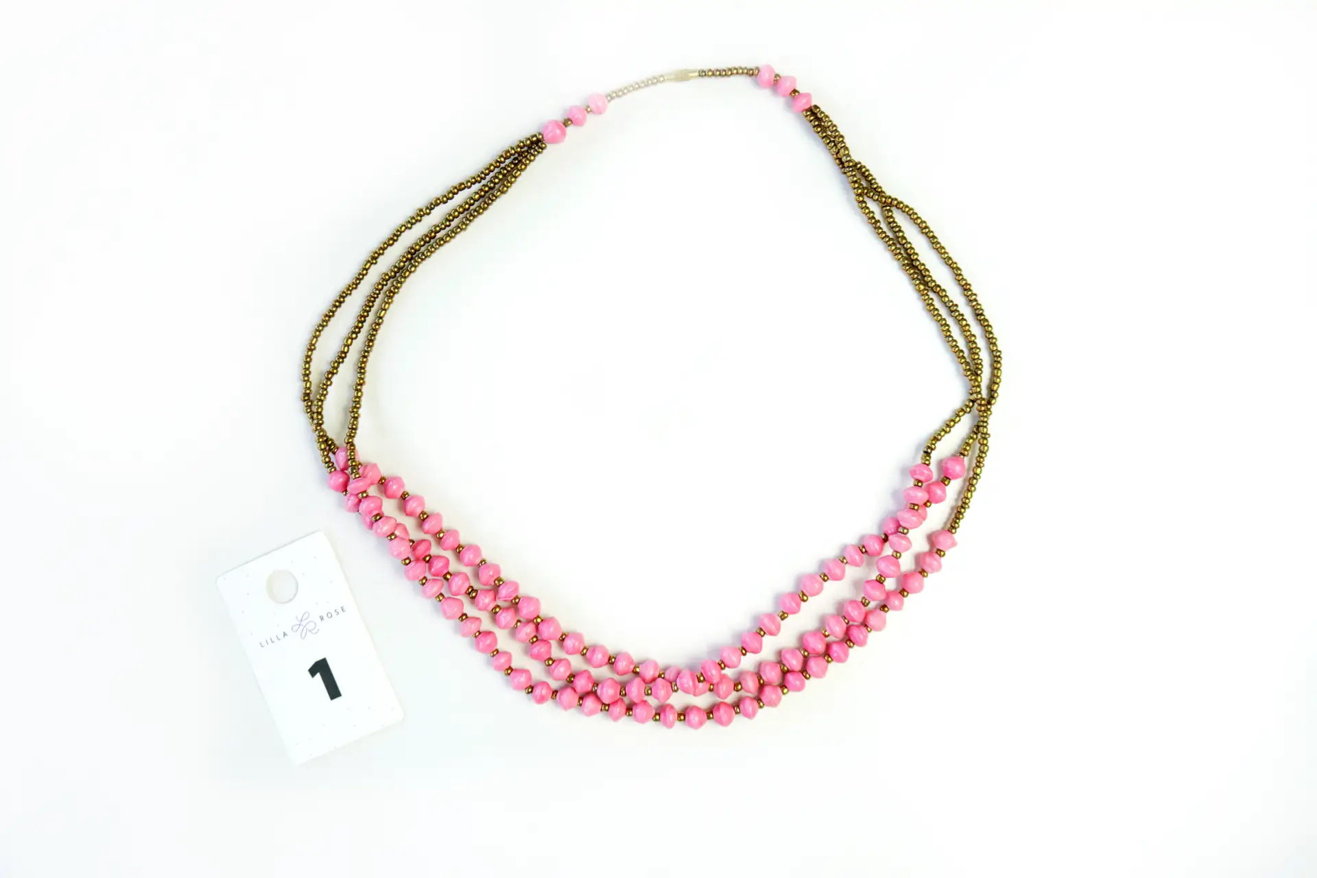 pink beaded necklace Uganda