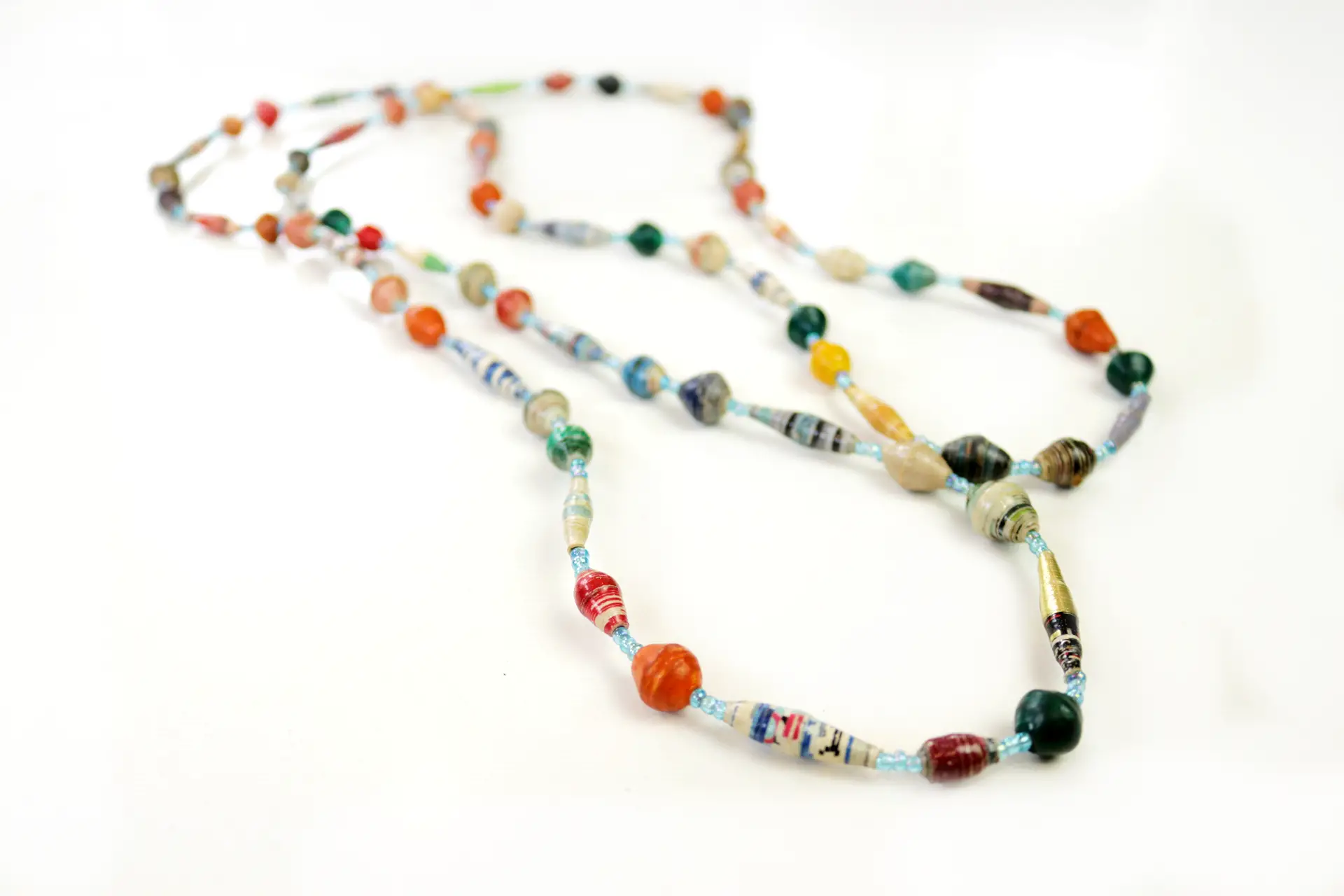 mixed color Ugandan paper bead necklace
