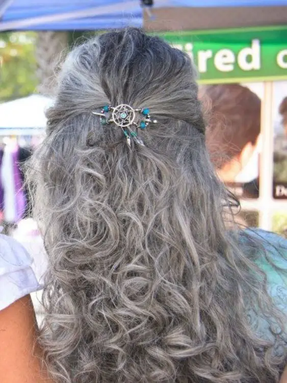 dreamcatcher hair clip gray hair