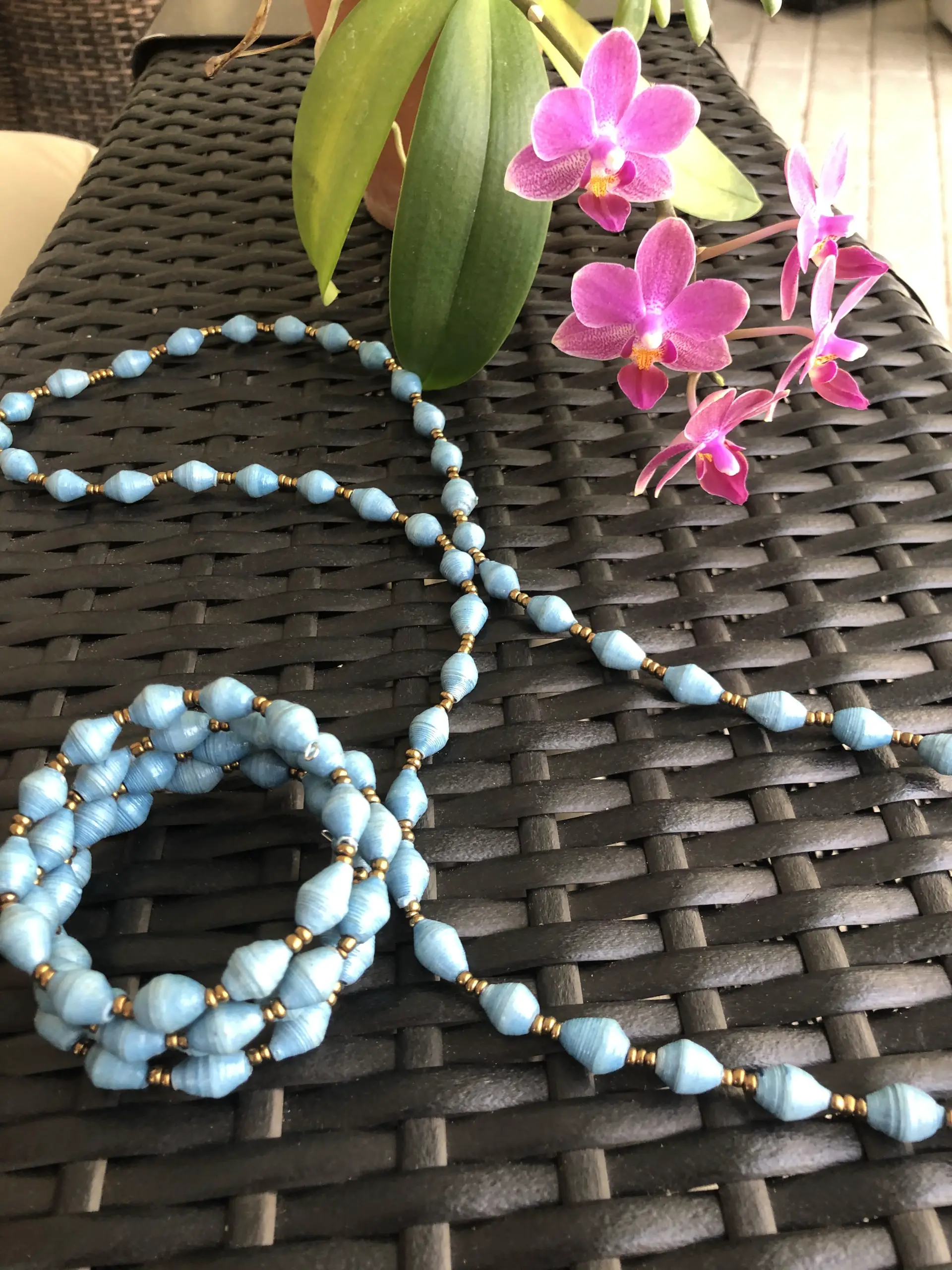 blue Ugandan jewelry bracelet necklace