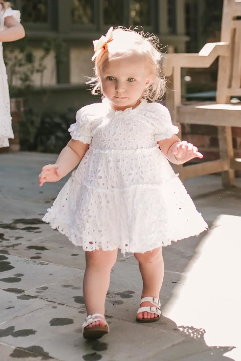 white baby eyelet lace dress