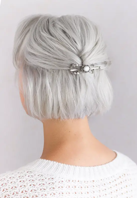 short silver hair clip