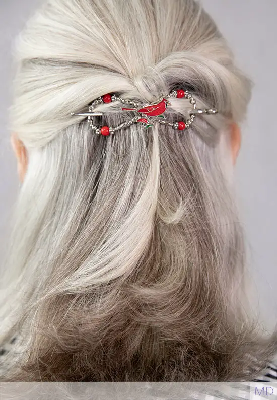 gray hair cardinal hair clip