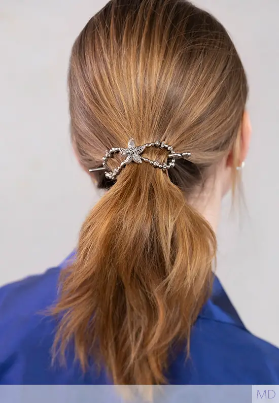 Starfish silver hair clip ponytail