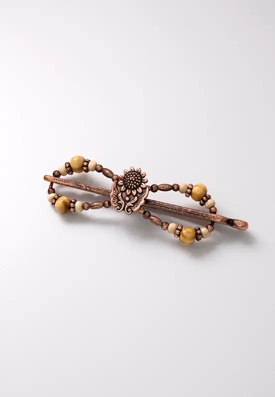 burnished copper sunflower hair clip