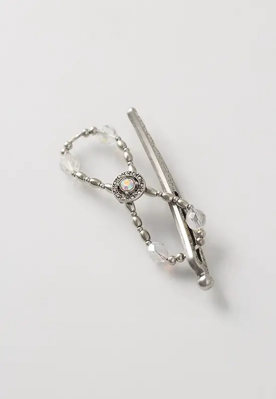 lovely circle silver diamond hair clip
