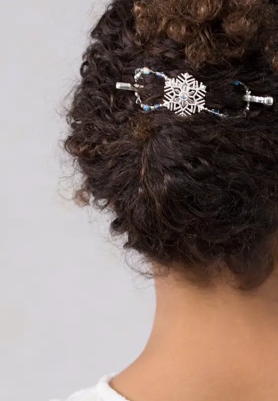 snowflake hair clip curly updo