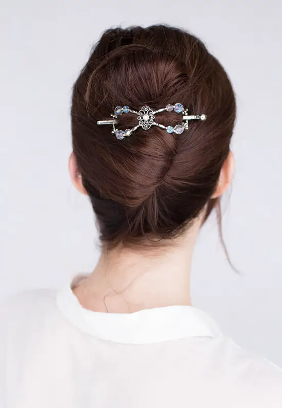 tiara crystal hair clip french twist hairstyle