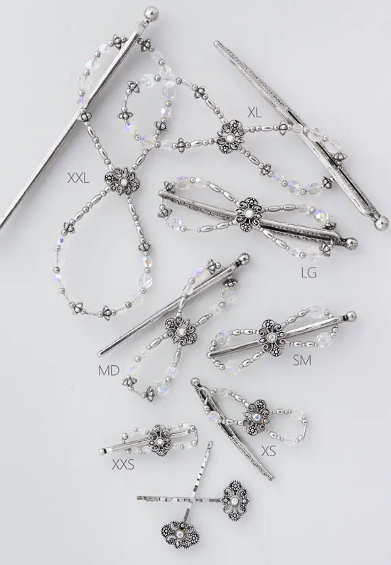 tiara crystal silver hair clips