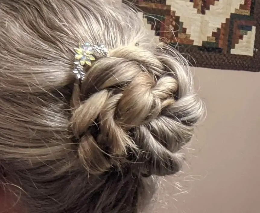 gray hair braided bun