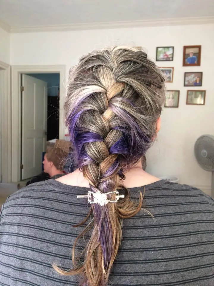 gray hair French braid ponytail