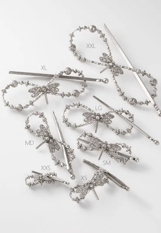 silver dragonfly hair clips