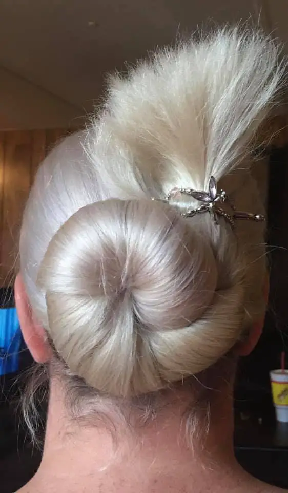 thick amount of fine white hair bun
