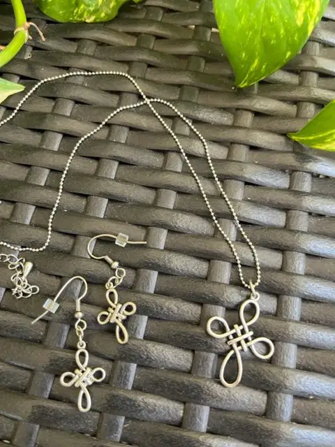 Lilla Rose celtic cross necklace earrings