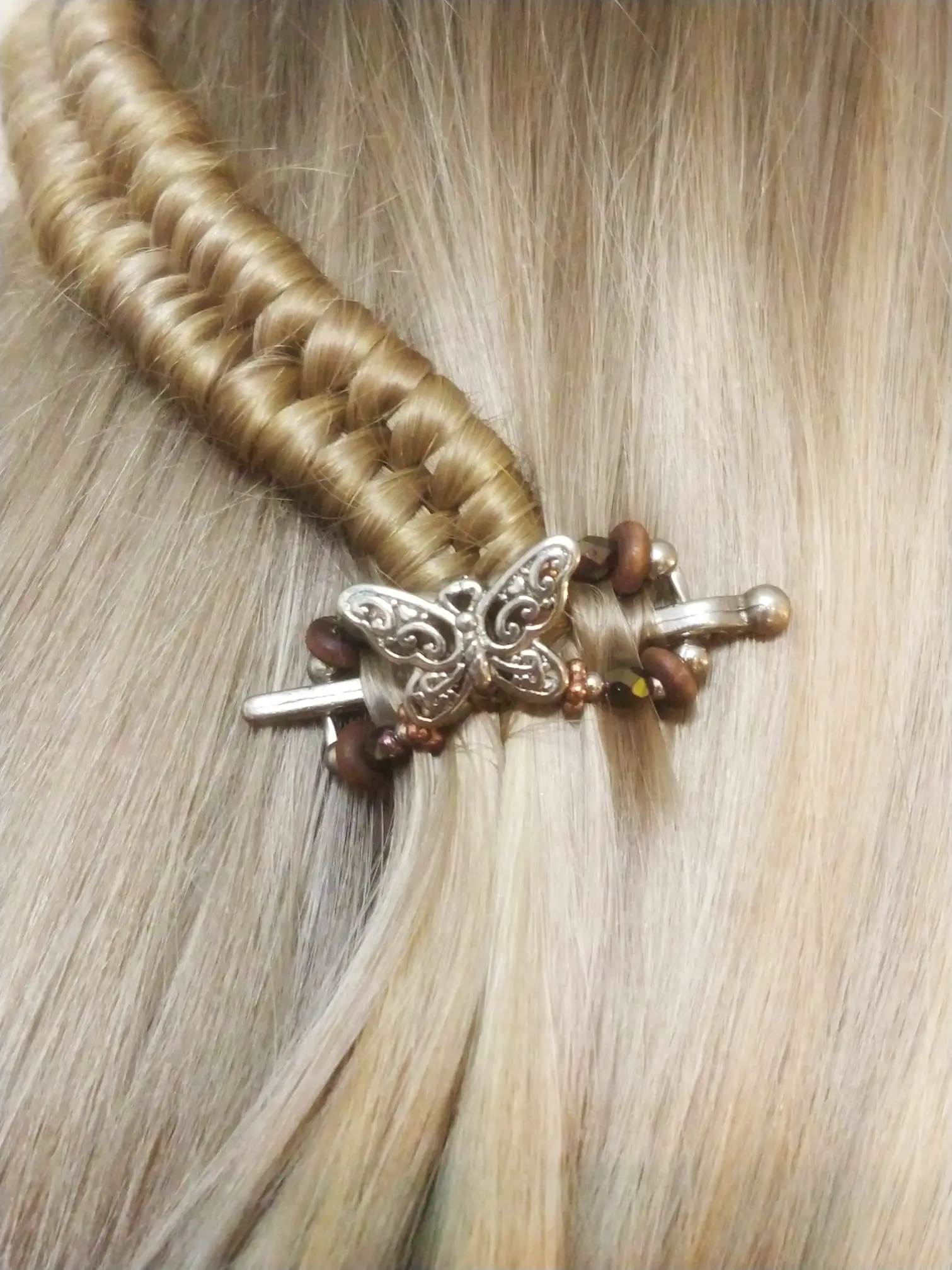 mini butterfly hair clip fishtail braid