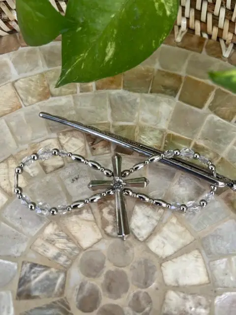 silver cross hair clip