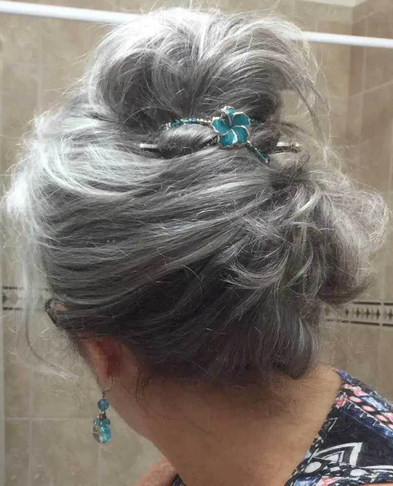 gray hair French twist clip