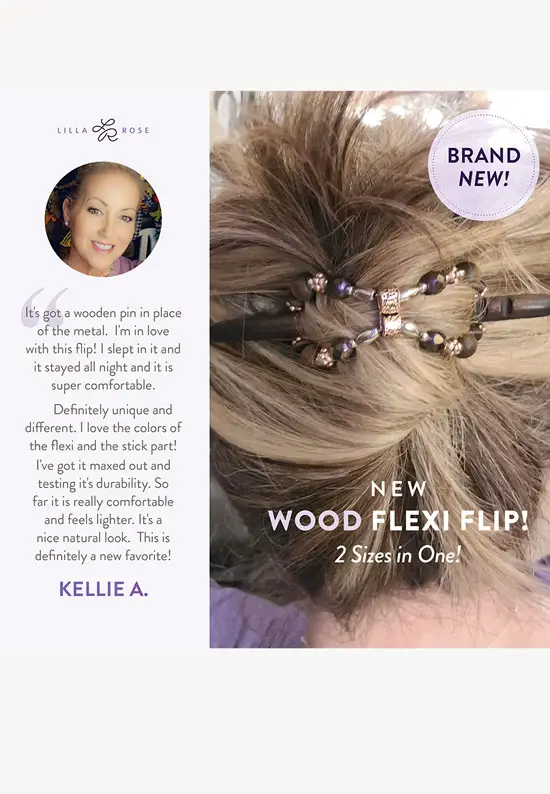 wood hair clips testimonial    lilla rose flip  