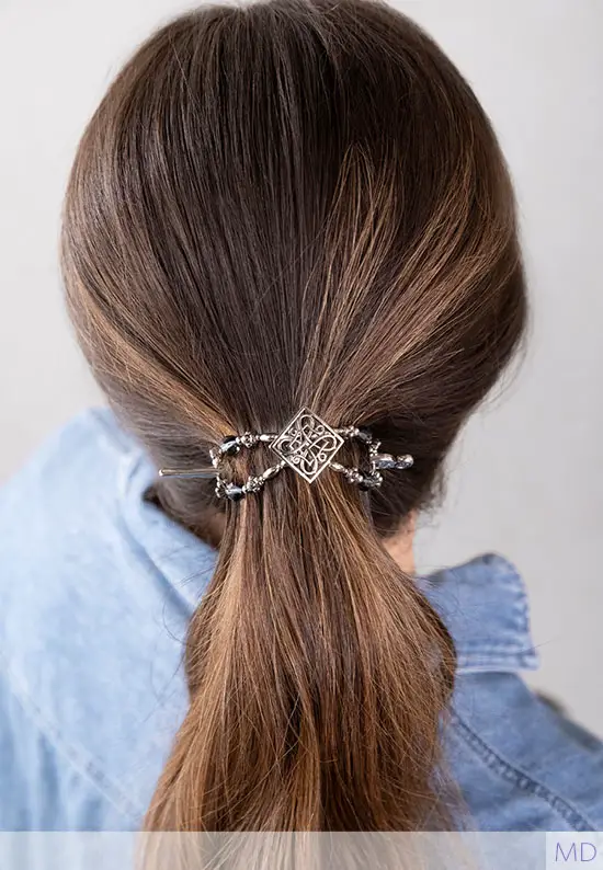 blue celtic hair clip ponytail
