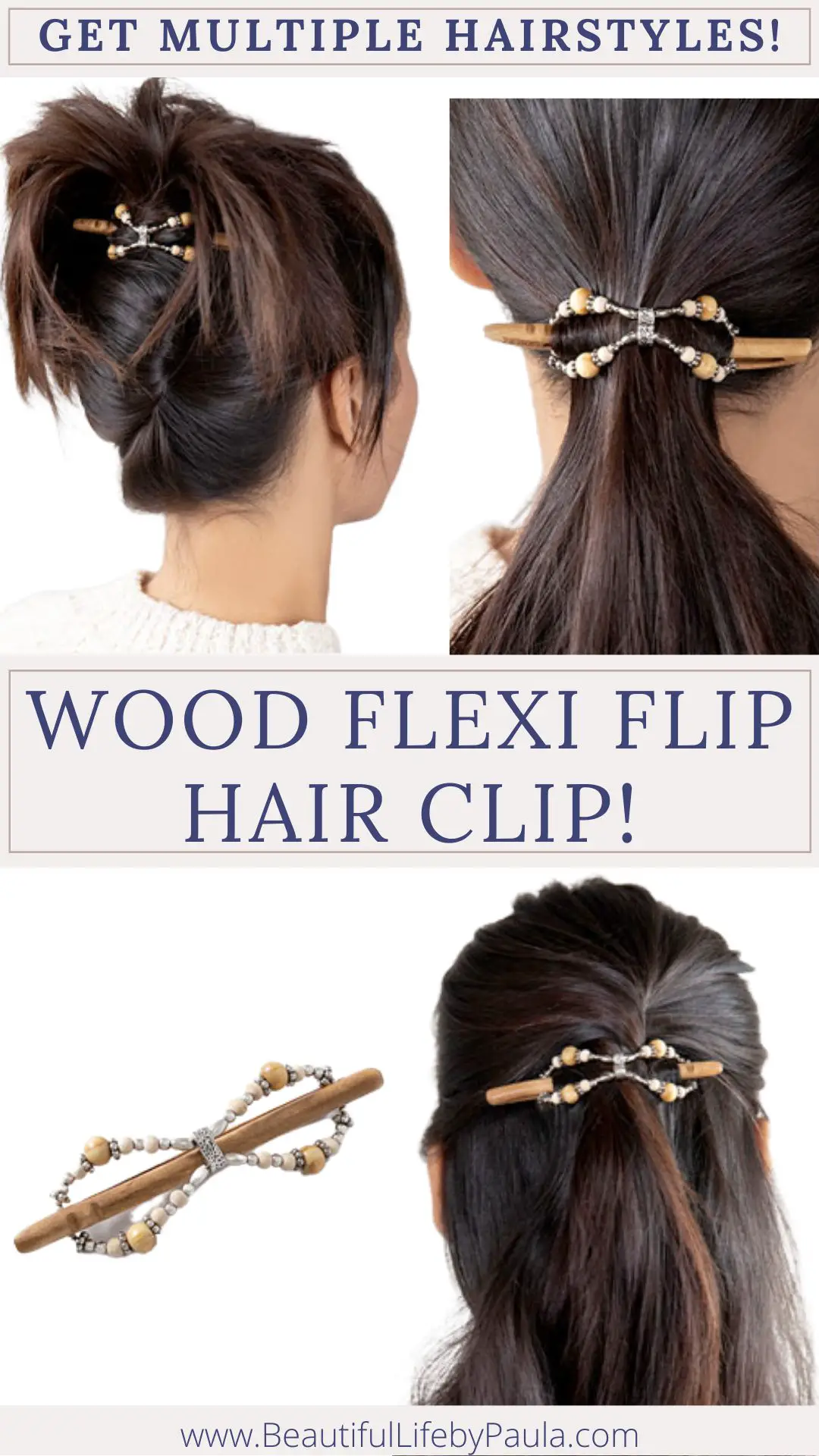 wood hair clip flexi flip