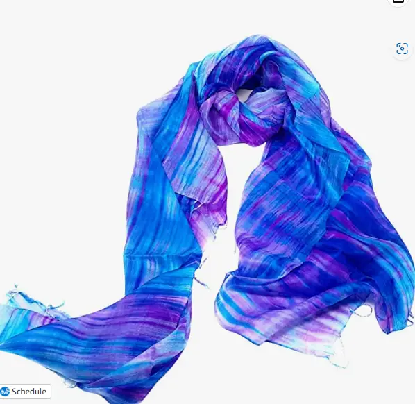blue purple silk scarf