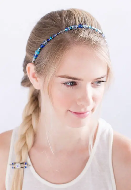 blue beaded headband
