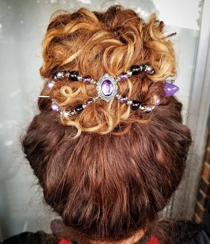 curly thick top messy bun hair clip long hair