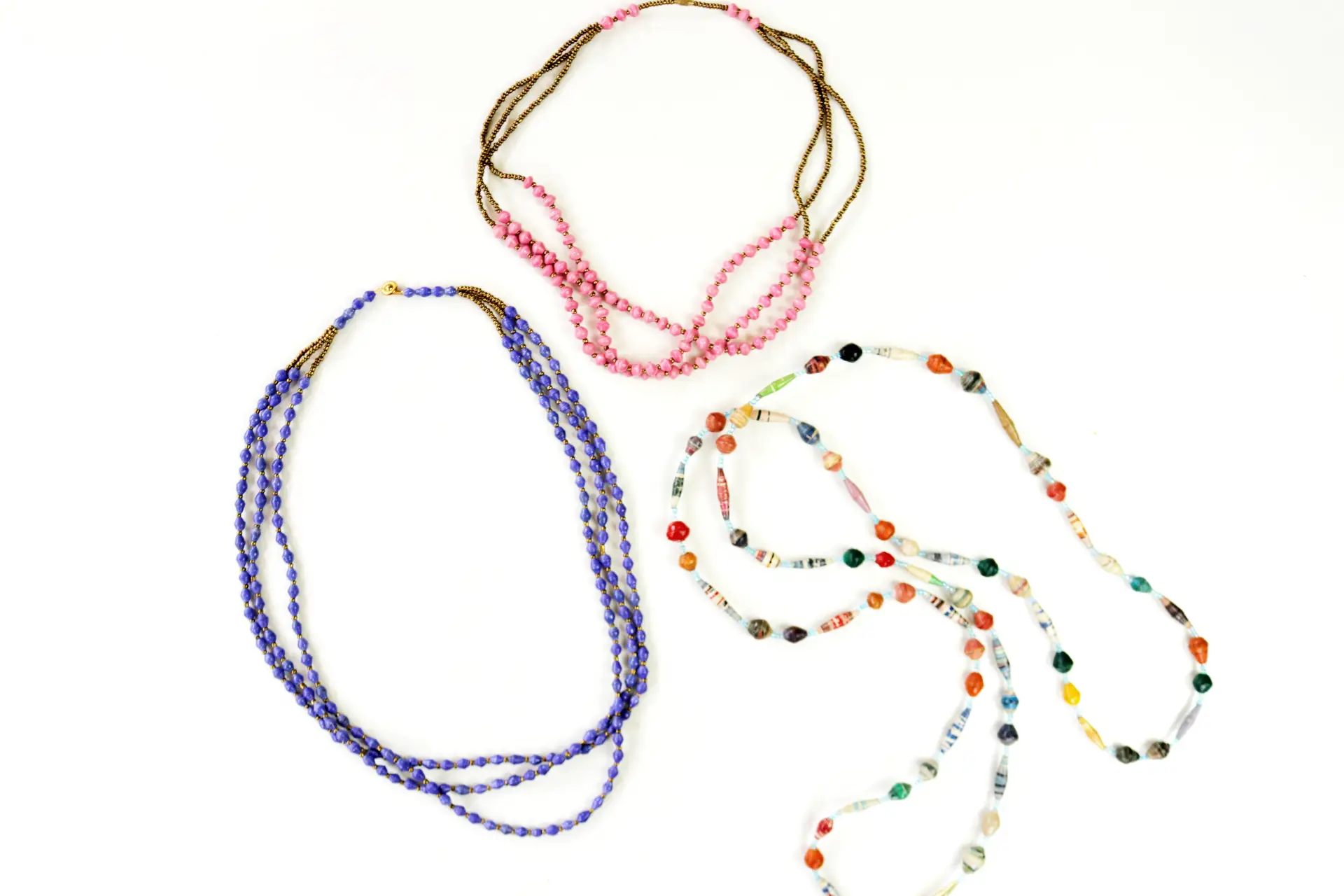 Ugandan paper bead necklaces jewelry