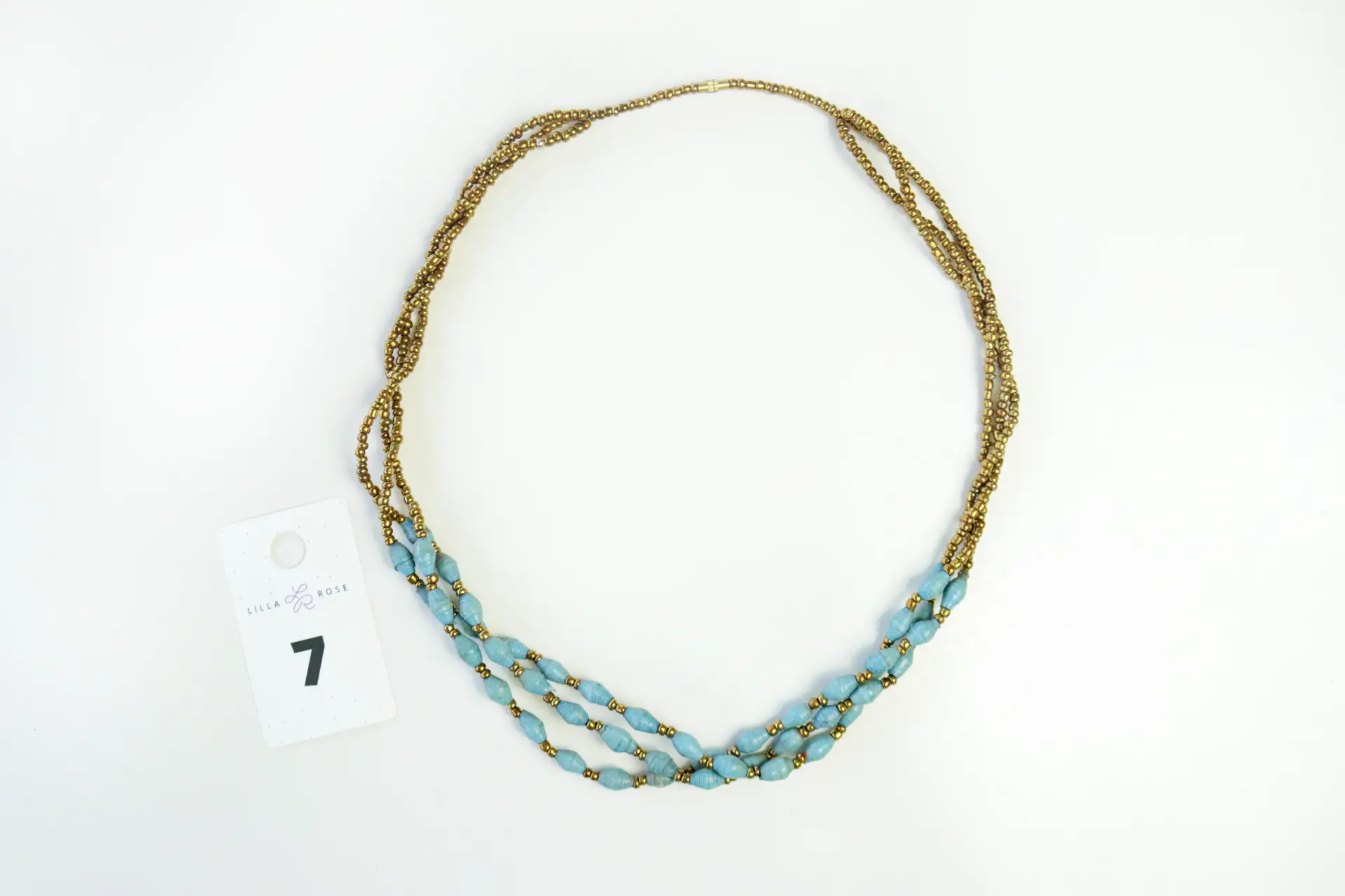 handcrafted aqua Ugandan necklace