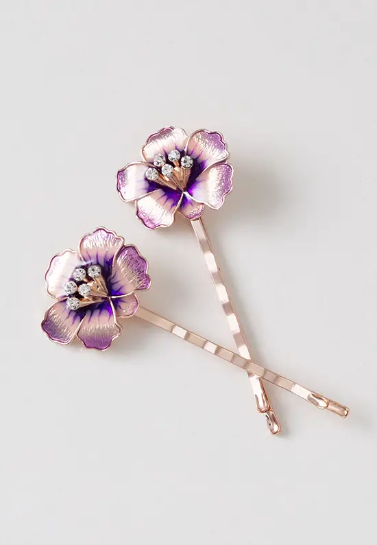 purple orchid bobby pins