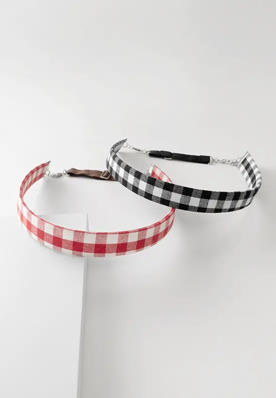 red and black gingham headbands