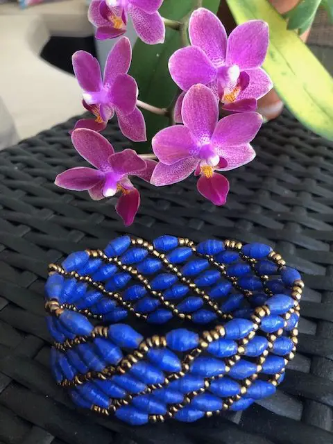 blue Ugandan beaded bracelet