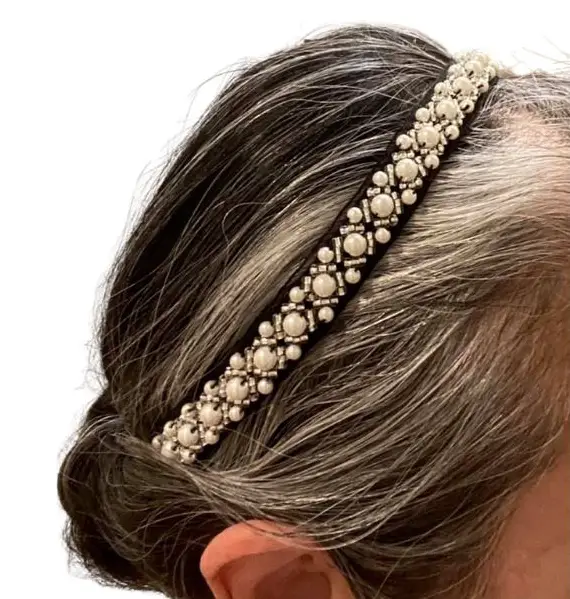 fancy headband pearl beaded