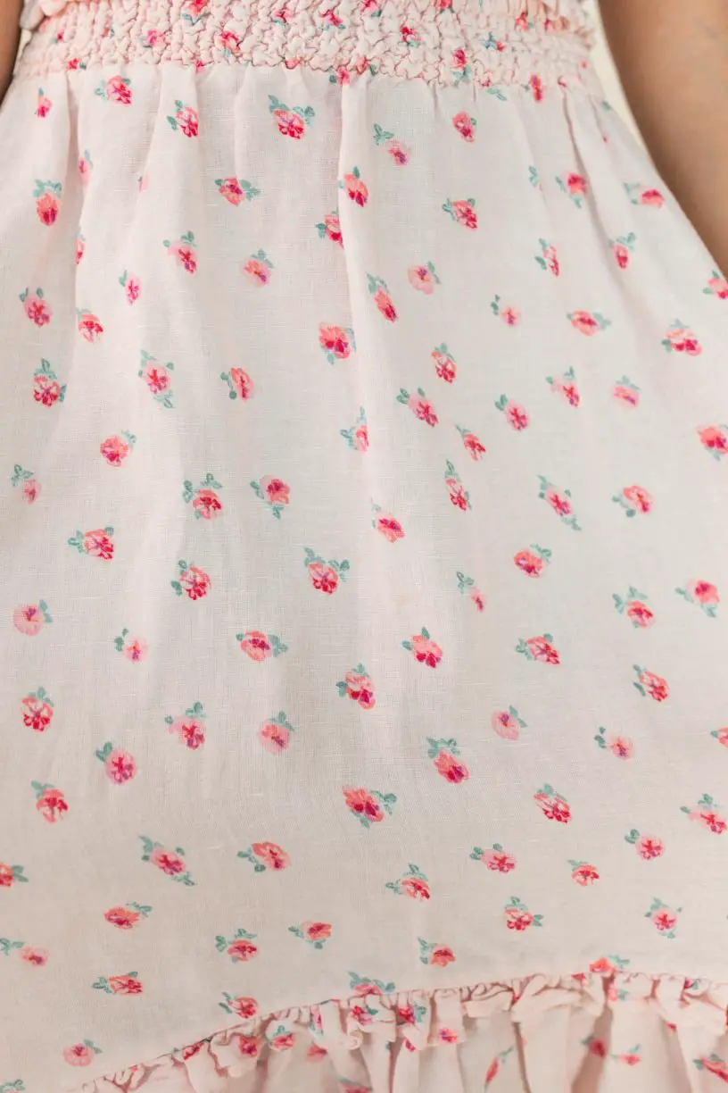 modest pink floral skirt
