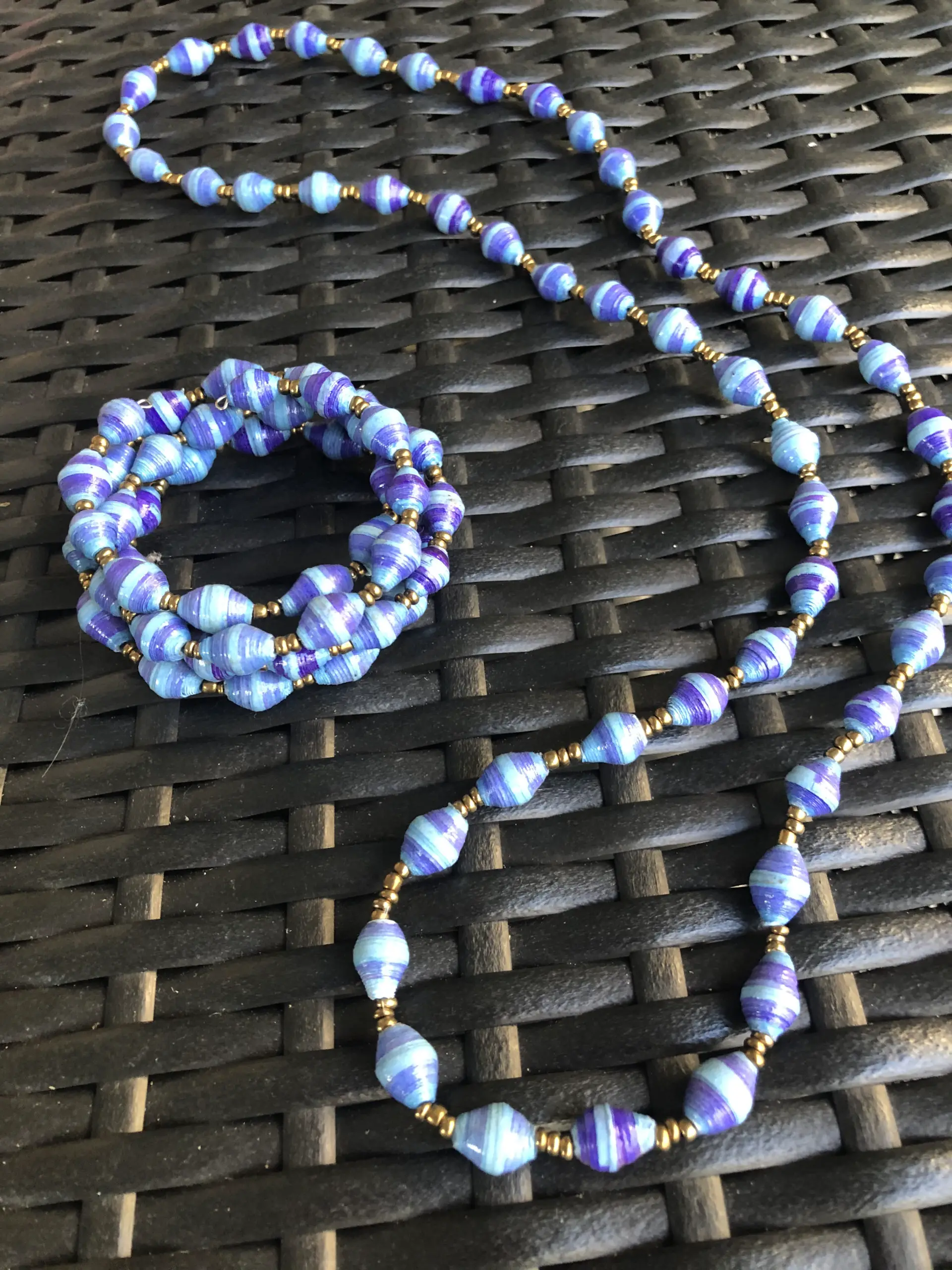 periwinkle blue purple Ugandan necklace bracelet jewelry