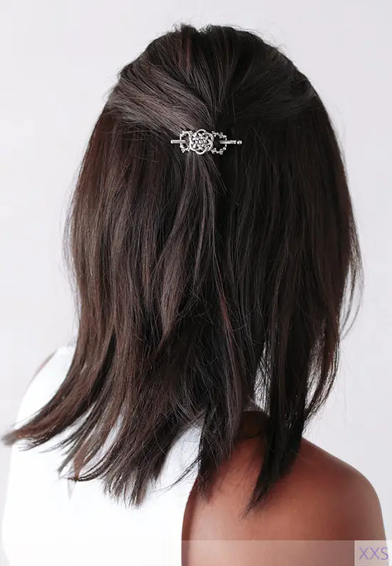 Celtic knot silver hair clip half up