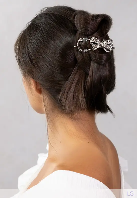 Nadora silver bow hair clip