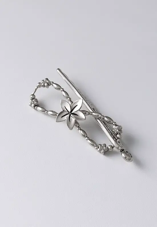 Plumeria silver hair clip