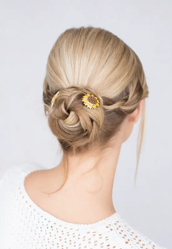 sunflower hair pins braided bun