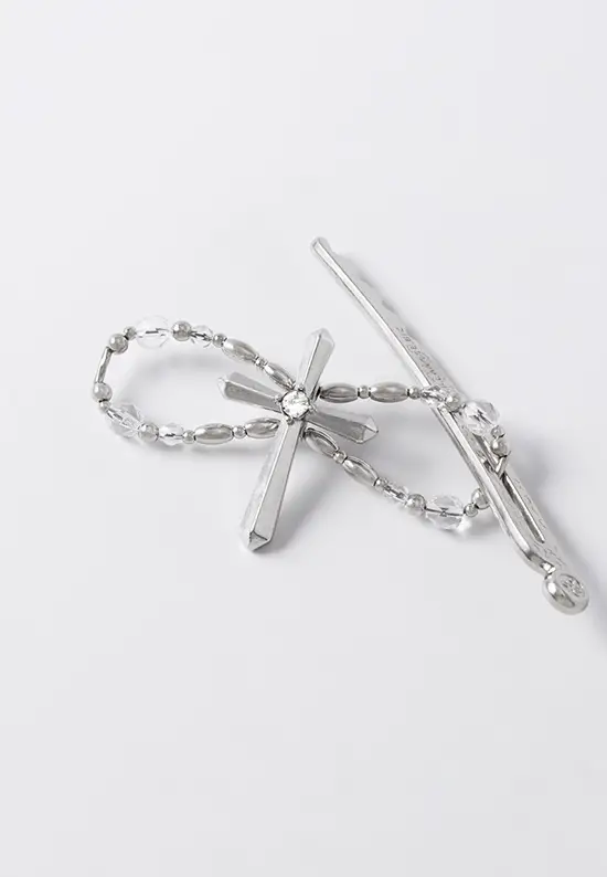 silver cross hair clip