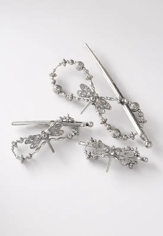 filigree dragonfly silver hair clip