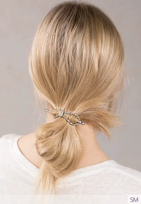 silver band hair clip ponytail