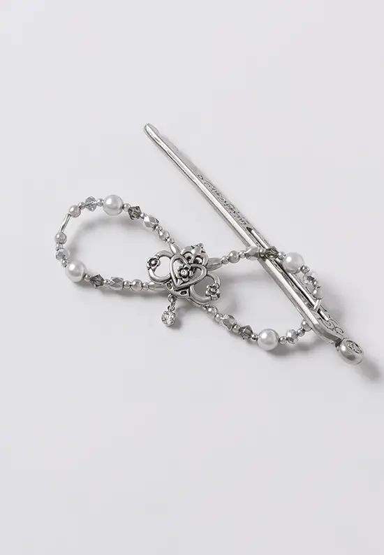 silver crown hair clip