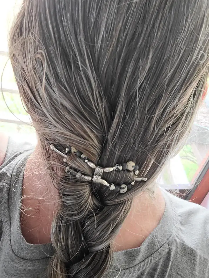 long gray hair braid clip